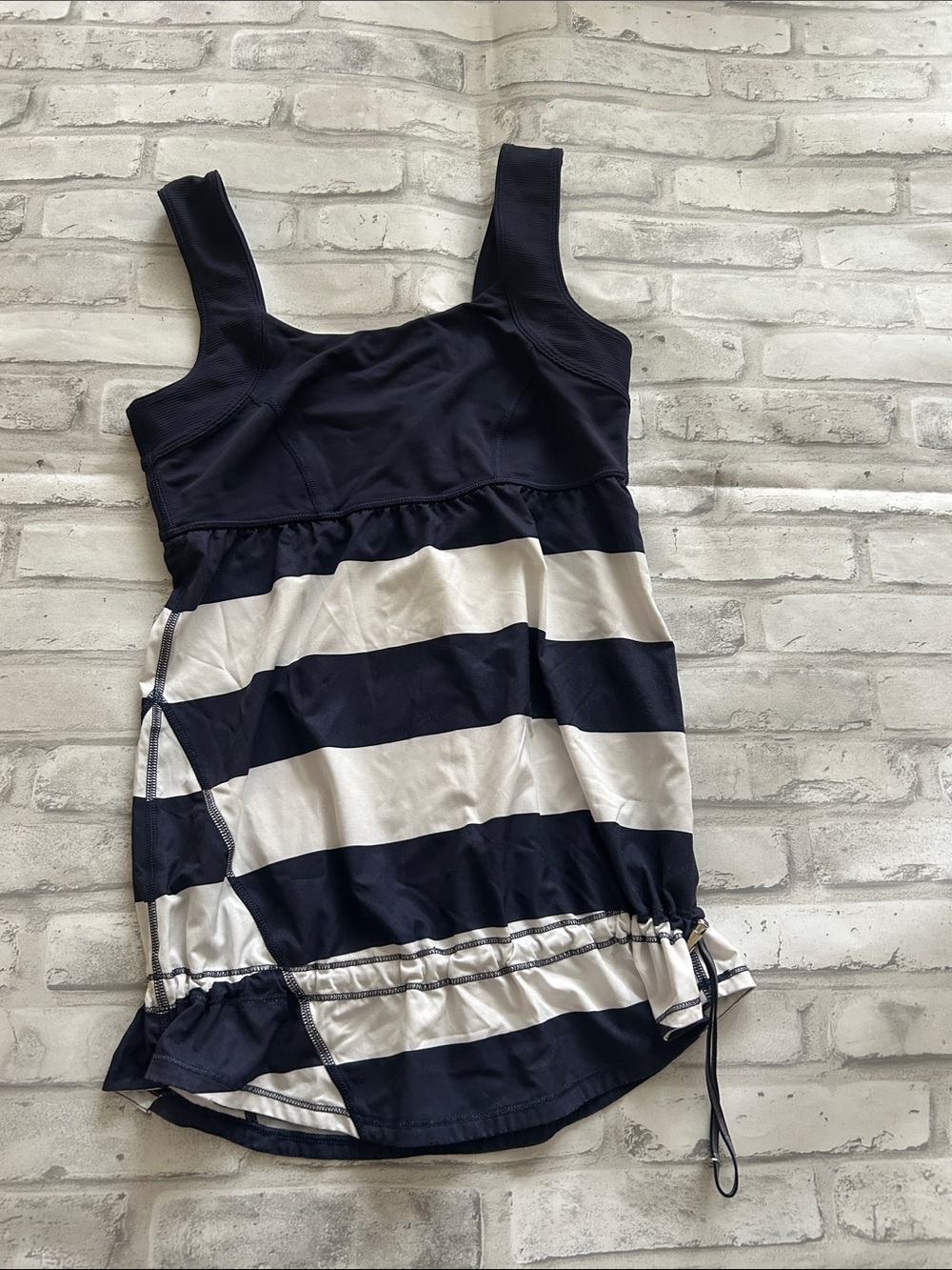lululemon athletica Navy and White Striped Tankini
